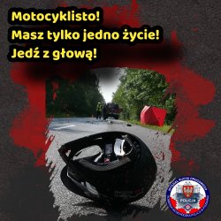 plakat dotyczący bezpiecznej jazdy motocyklistów