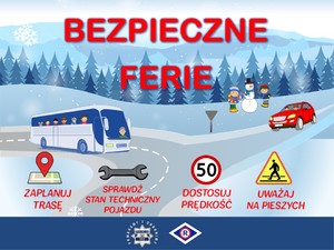 plakat na którym znajdują się róże elementy związane z bezpiecznymi feriami