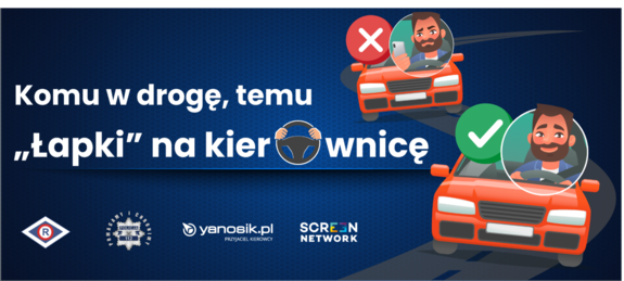 plakat z napisem łapki na kierownicę oraz czerwonym samochodem